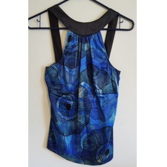 Marciano Silk Blue & Black Top Size Small - Picture 3 of 7